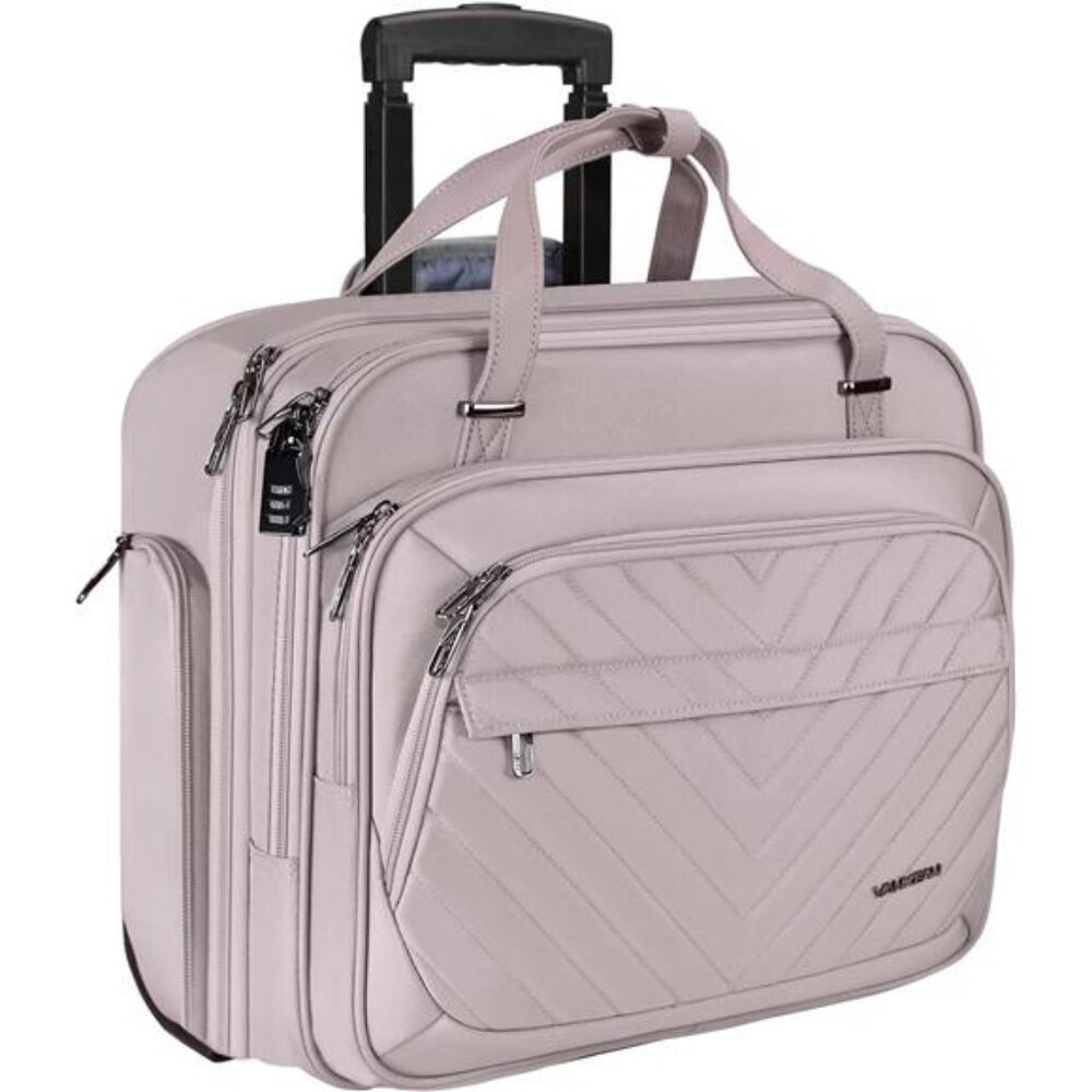 Laptop Bag Women with Wheels, 15.6 Inch Rolling Briefcase for Women